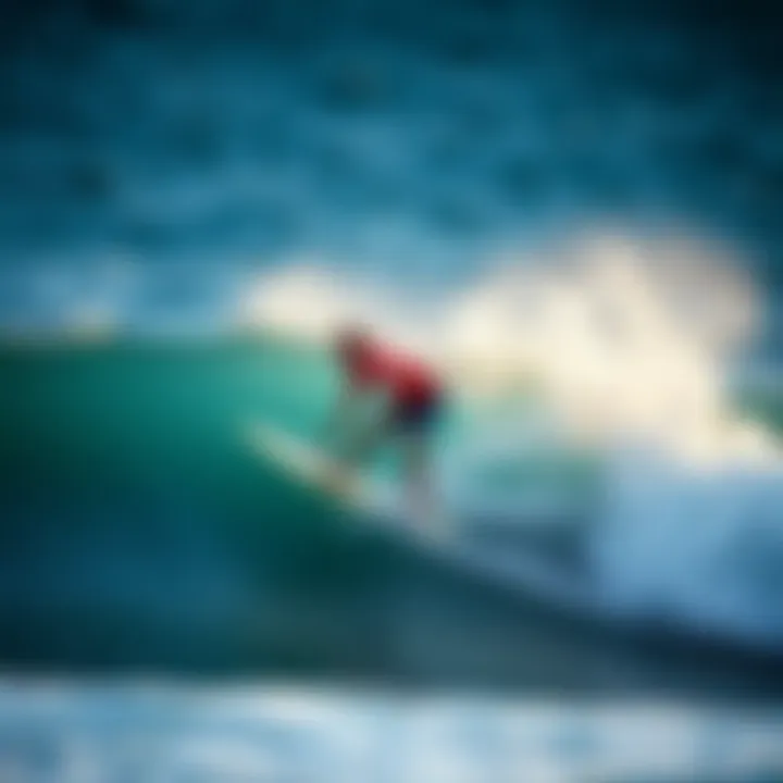 A surfer riding a wave showcasing board performance