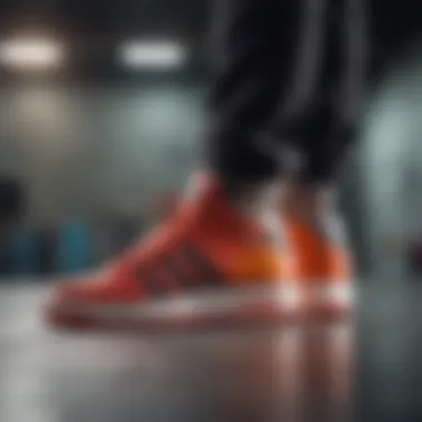 Versatile Performance in Extreme Sports Dynamic athlete demonstrating the versatility of adidas Forum shoes in an urban skate park setting.