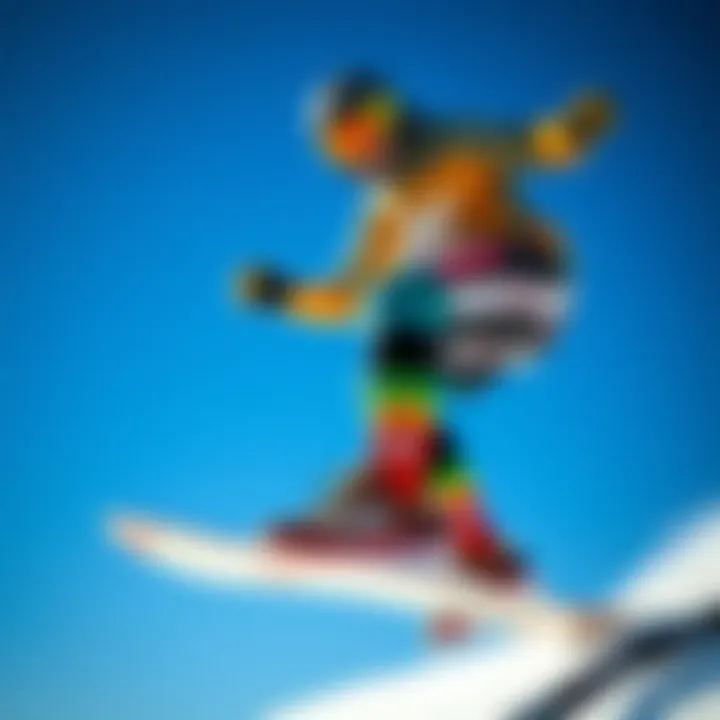 Athlete performing extreme sports while wearing Adidas rainbow socks