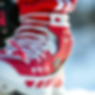 Close-up of Adidas red and white gear