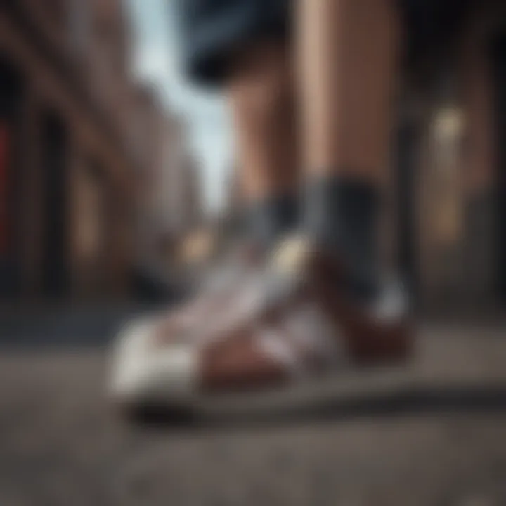 Adidas shoes showcased in an urban setting, highlighting style and culture
