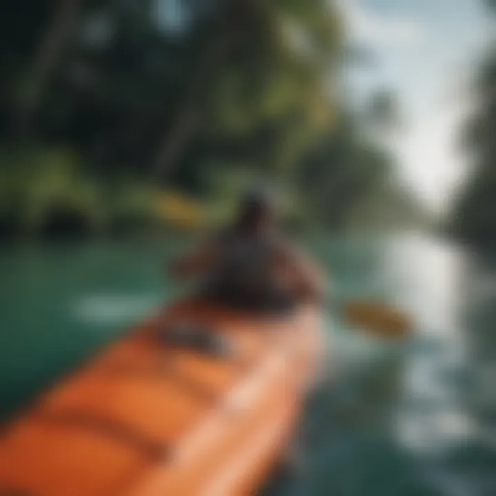 A thrilling view of a kayak navigating through Miami's scenic waterways