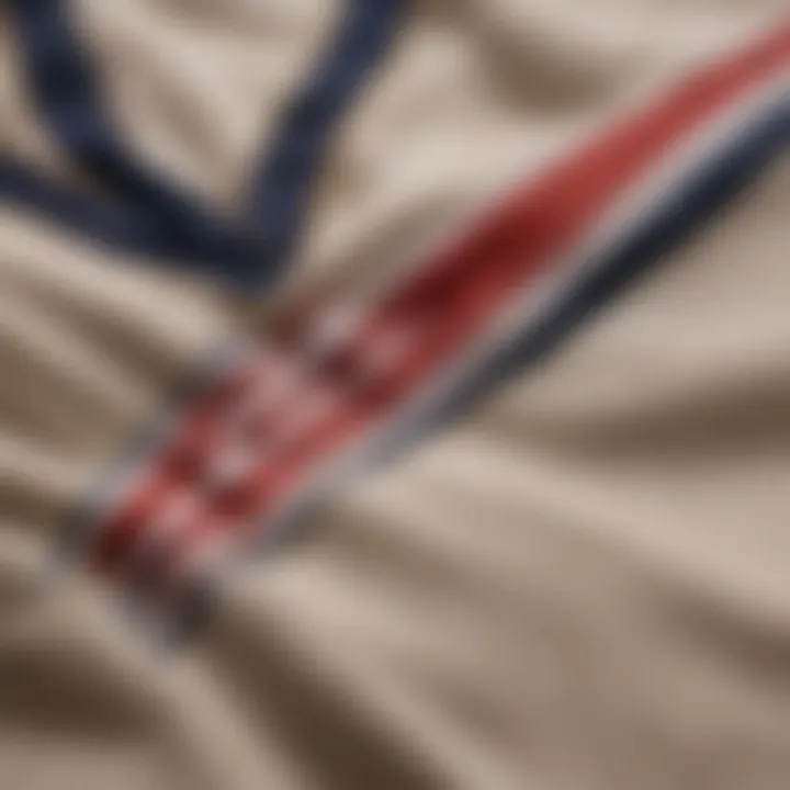 A close-up of the fabric and stitching of an Allen Iverson shirt