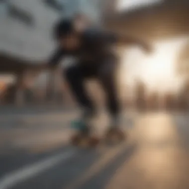 Capturing the Moment A filmmaker capturing skateboarders in action with a camera