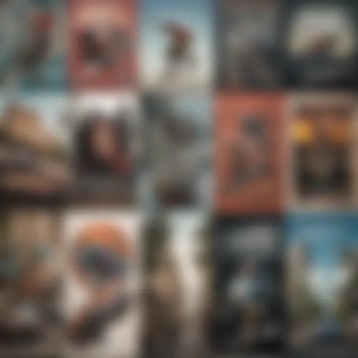 A collage of iconic skateboarding film posters showcasing various styles