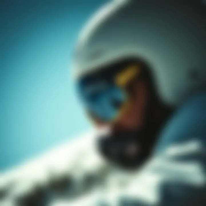 Aviator gold glasses worn during an extreme sports activity