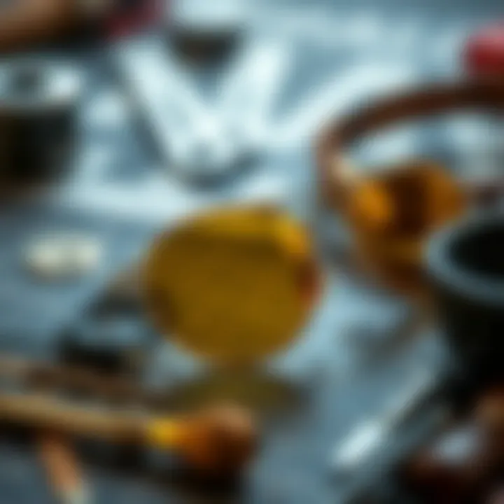 Close-up of materials used in aviator gold glasses