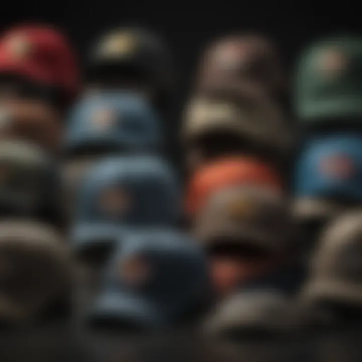 A collection of vibrant Bass Pro foam hats showcasing various designs.