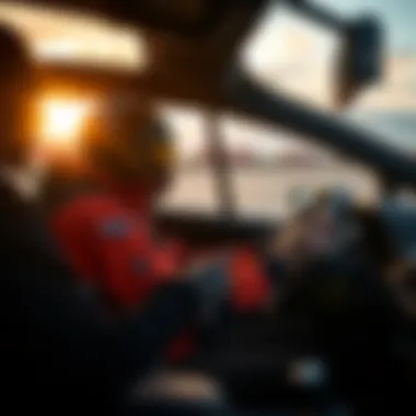 Driver practicing maneuvers on a closed track