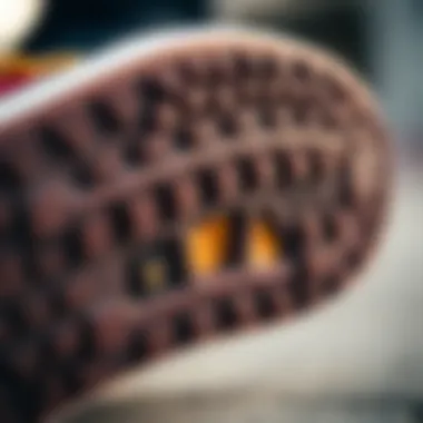 Durable Soles for Optimal Grip Close-up view of skate shoe soles highlighting grip and durability.