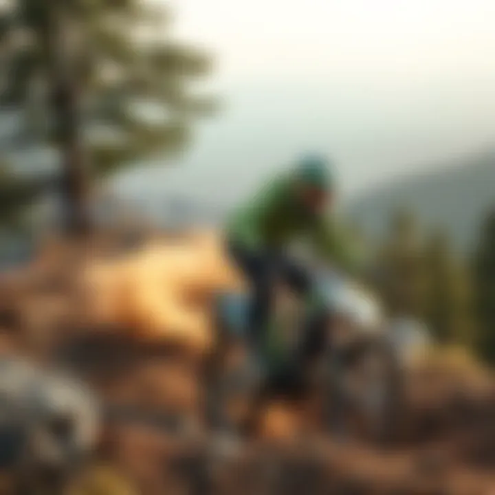 Rider navigating a challenging trail, demonstrating bike performance in action