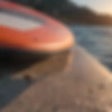 Close-up of paddle board material showcasing durability