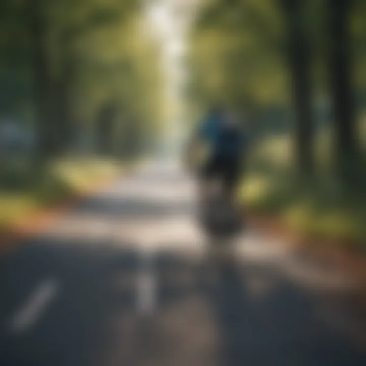 Cyclist navigating a scenic biking route through a park