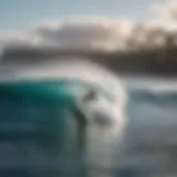 A breathtaking view of surfers riding waves on the Big Island