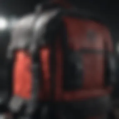 Durable Materials: Built for Adventure Close-up of black and red bookbag materials
