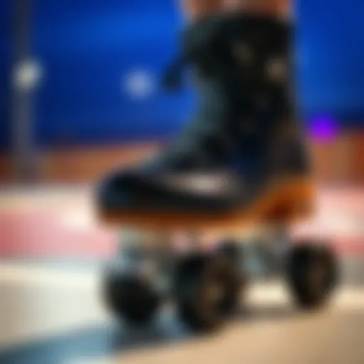 Intricate Design of Black Sparkle Roller Skates Close-up view of black sparkle roller skates showcasing intricate design.