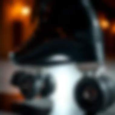 Side view of black sparkle roller skates highlighting the quality of materials used.