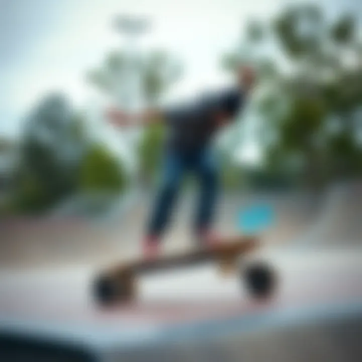 Skateboarder performing tricks using Bones Wheels on a skatepark ramp.