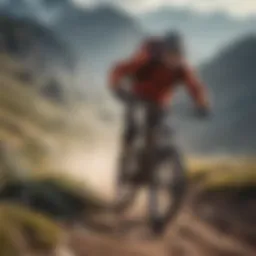 A mountain biker navigating a rugged terrain, symbolizing the adventure and risk associated with extreme sports.