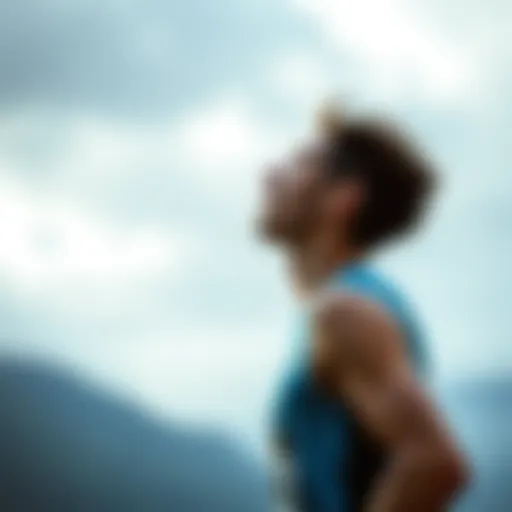Runner demonstrating deep breathing techniques