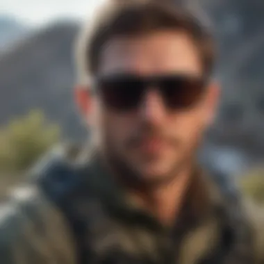 Adventurer wearing camo Holbrook sunglasses during extreme sports