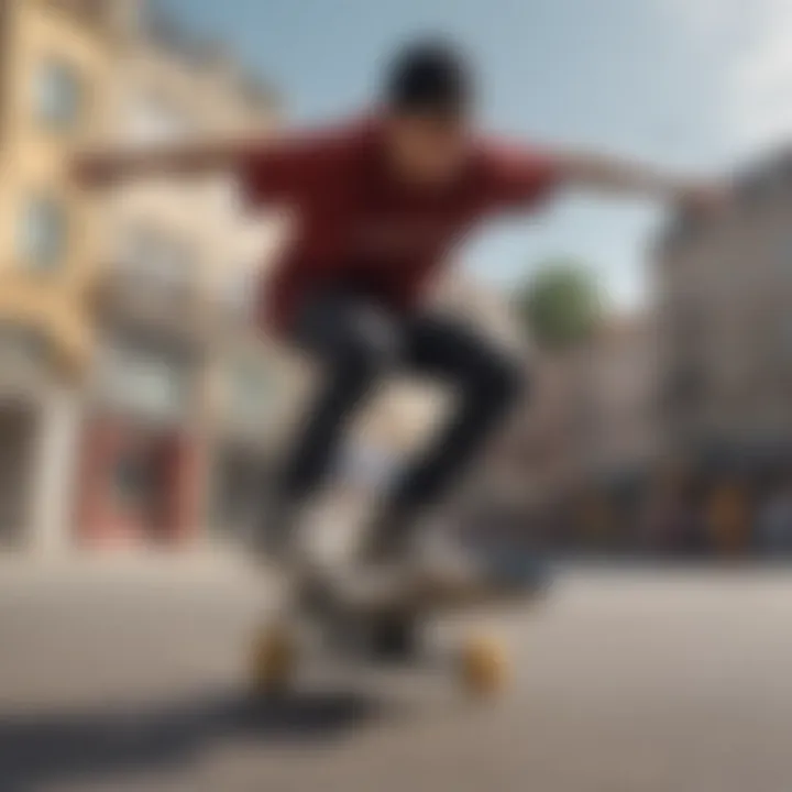 Skateboarder performing a trick with a camera setup