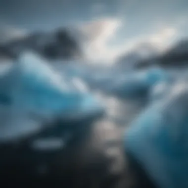 Close-up of vibrant blue glacier ice