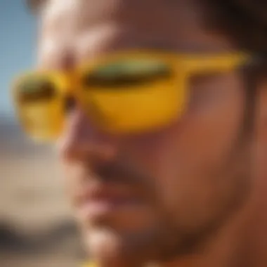 Athlete wearing yellow Oakley sunglasses during an extreme sports event