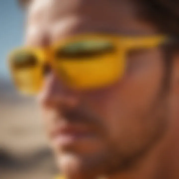 Athlete wearing yellow Oakley sunglasses during an extreme sports event