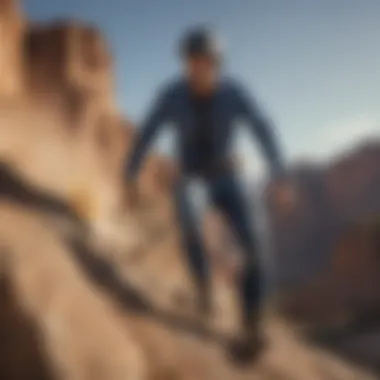 A group of action sports enthusiasts wearing 686 jeans during a thrilling outdoor activity