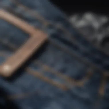 Detailed view of 686 jeans showcasing their technical features