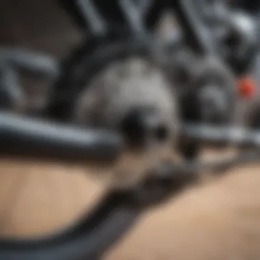 A close-up view of bike components highlighting performance features