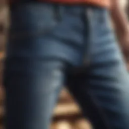 A collection of denim styles displayed on a vibrant background