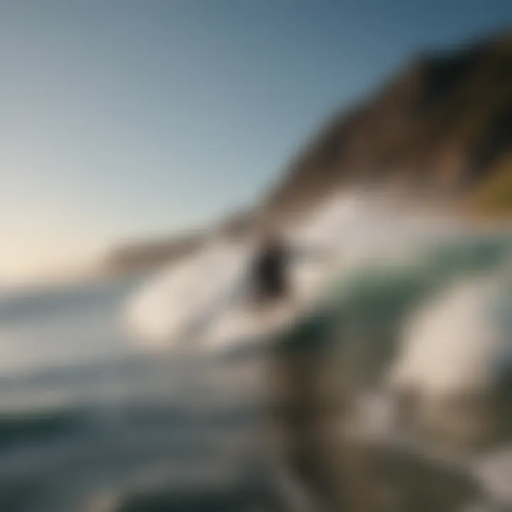 Surfer navigating powerful waves with a channel surfboard