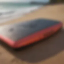 Close-up view of a premium bodyboard showcasing unique design elements