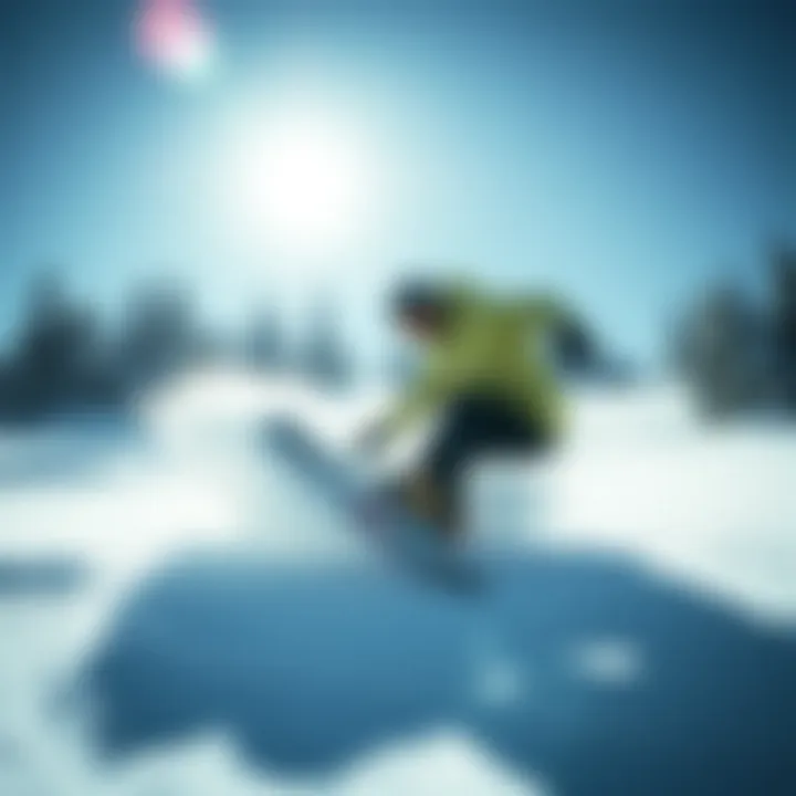 A snowboarder executing a perfect carve on fresh powder snow