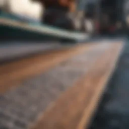 Close-up view of a textured snowboard stomp pad on a board