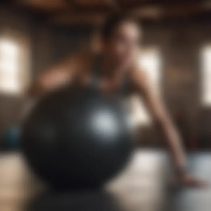 Cyclist engaged in a stability ball exercise to improve core control