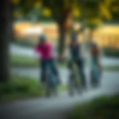 Community Enjoyment on a Bike Trail Community members enjoying a bike trail together