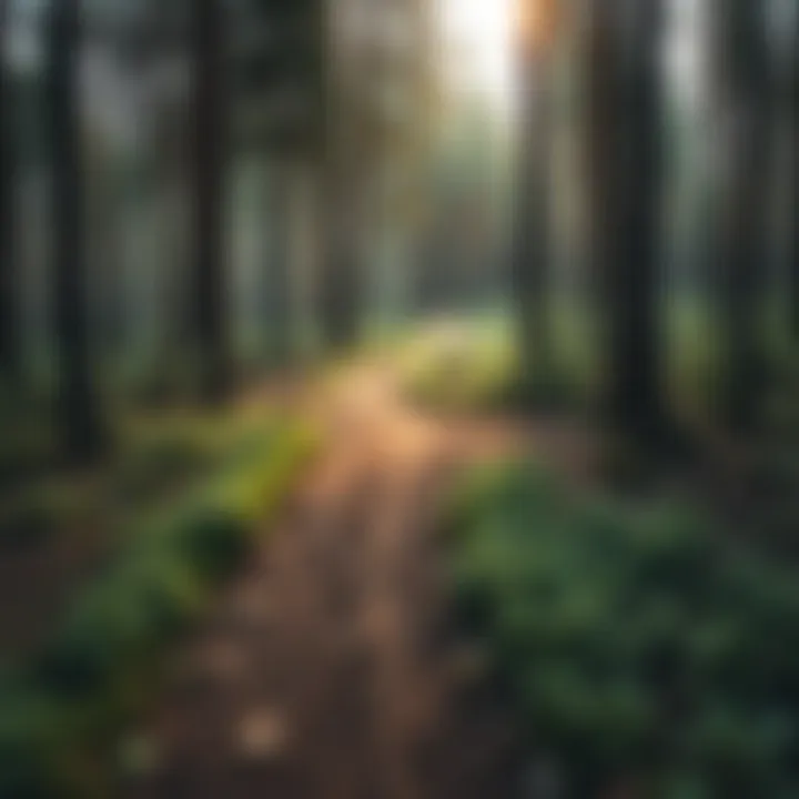 A well-maintained bike trail winding through a forest