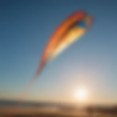 A vibrant kite soaring against a clear blue sky, embodying the thrill of the sport