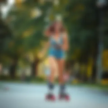 Woman enjoying a skating session in a park
