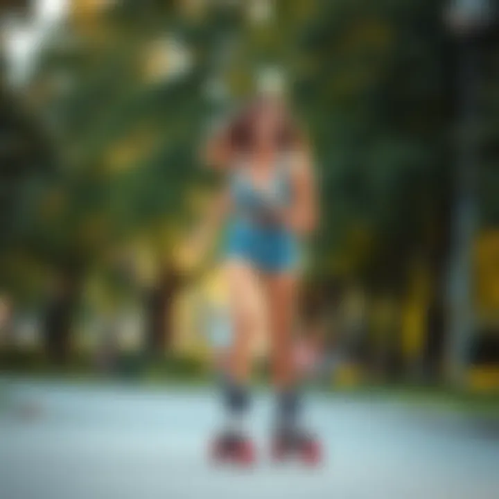 Woman enjoying a skating session in a park