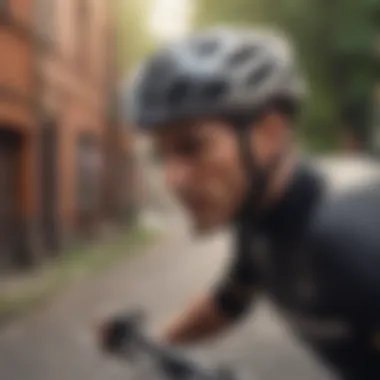 A cyclist wearing a top-rated certified helmet during a ride.