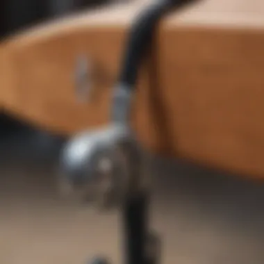 Close-up view of Dakine longboard leash attachment