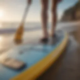 A paddle board with various lengths displayed