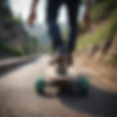 Longboard in action on a downhill path