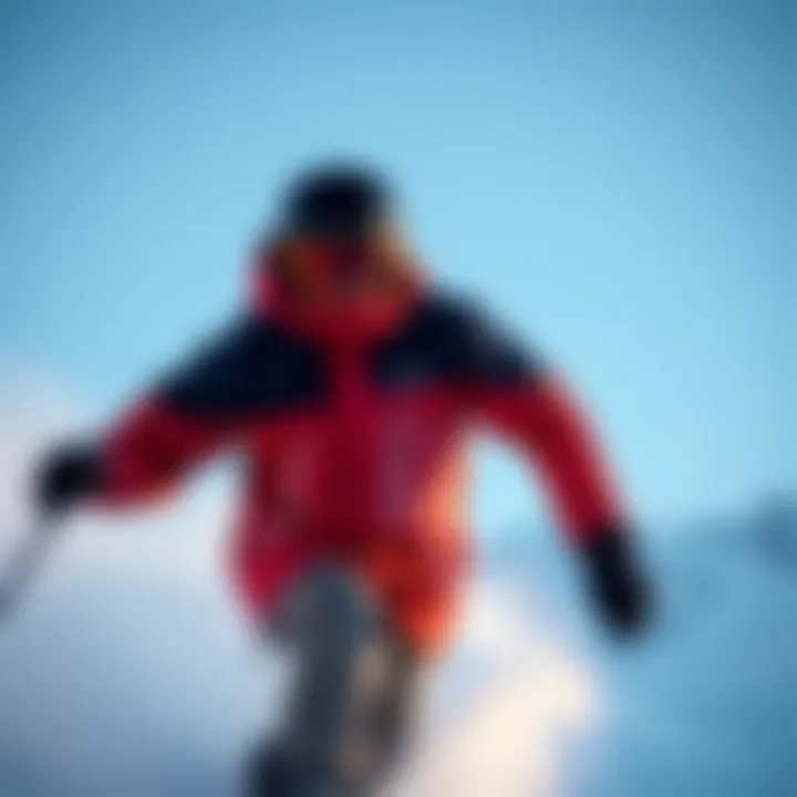 A skier wearing a high-performance jacket on a snowy slope.
