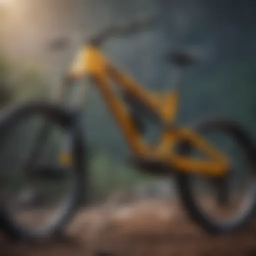 Close-up of a modern downhill mountain bike showcasing its features