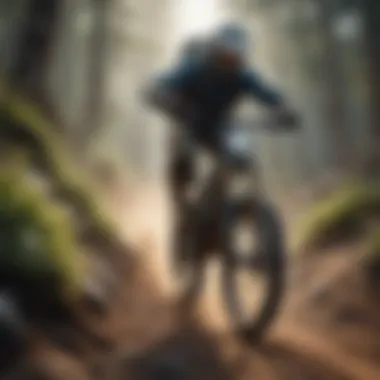 Mastering Techniques on Rugged Terrain Rider navigating a challenging downhill trail with agility
